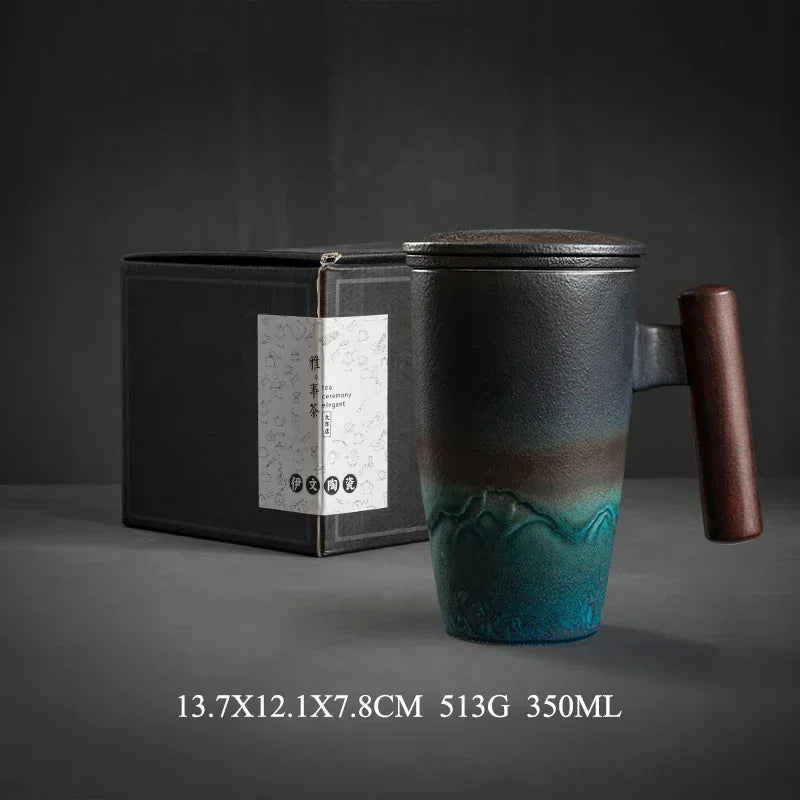 Luxury Retro Tea Cup Ceramic Mug with Filtering System