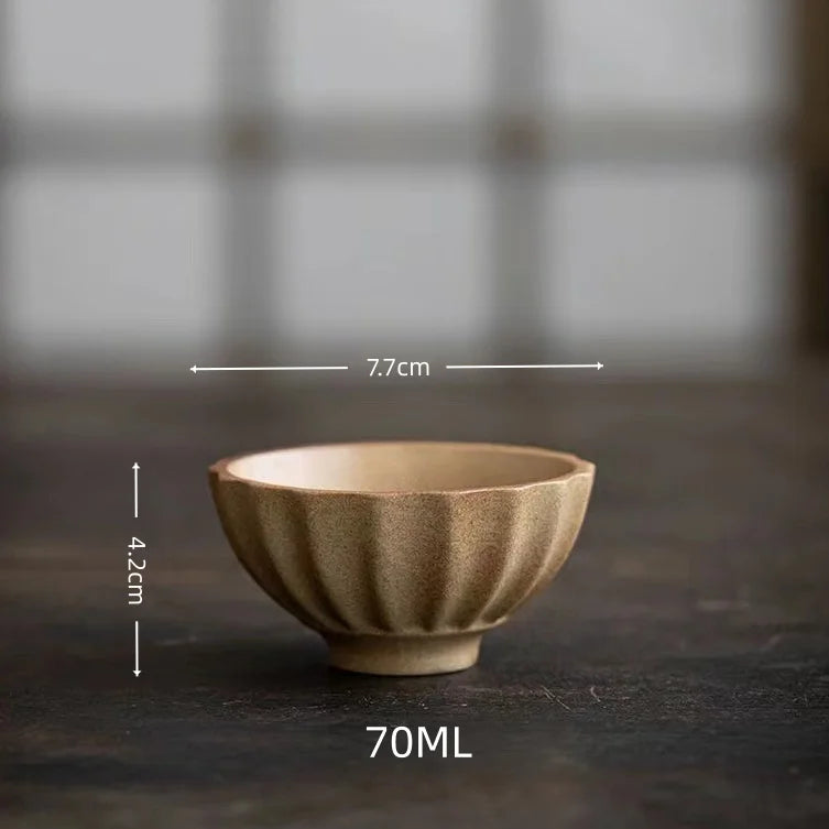 Wabi-Sabi Handcrafted Stoneware Tea Cup: Artisanal Earth-Toned Tasting Cup