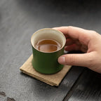 Green Glaze Bamboo Tea Cup