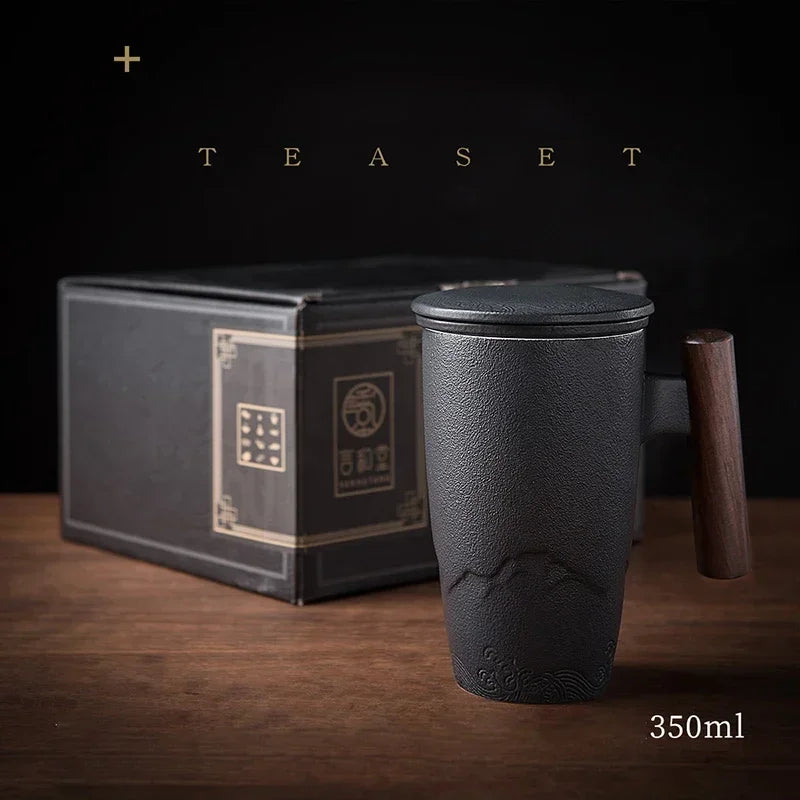 Luxury Retro Tea Cup Ceramic Mug with Filtering System