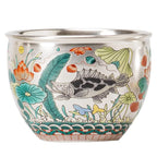 Silver Lined Lotus KungFu Tea Cup with HandPainted Dragon Landscape