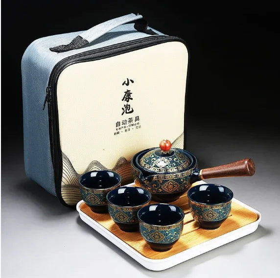 Chinese KungFu Sand Ceramic Tea Set with Cups - Travel Edition