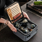 Chinese KungFu Sand Ceramic Tea Set with Cups - Travel Edition