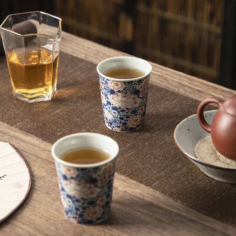 Palace Luxury Enamels Flowers Ceramic Teacup