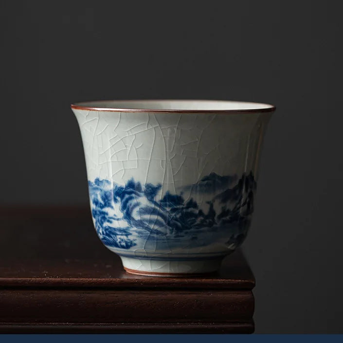 Antique Ceramic Tea Cup - Qinghua and Mountain