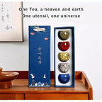 The Celestial Glaze - Artisan Kiln-Change Tea Cup Gift Set