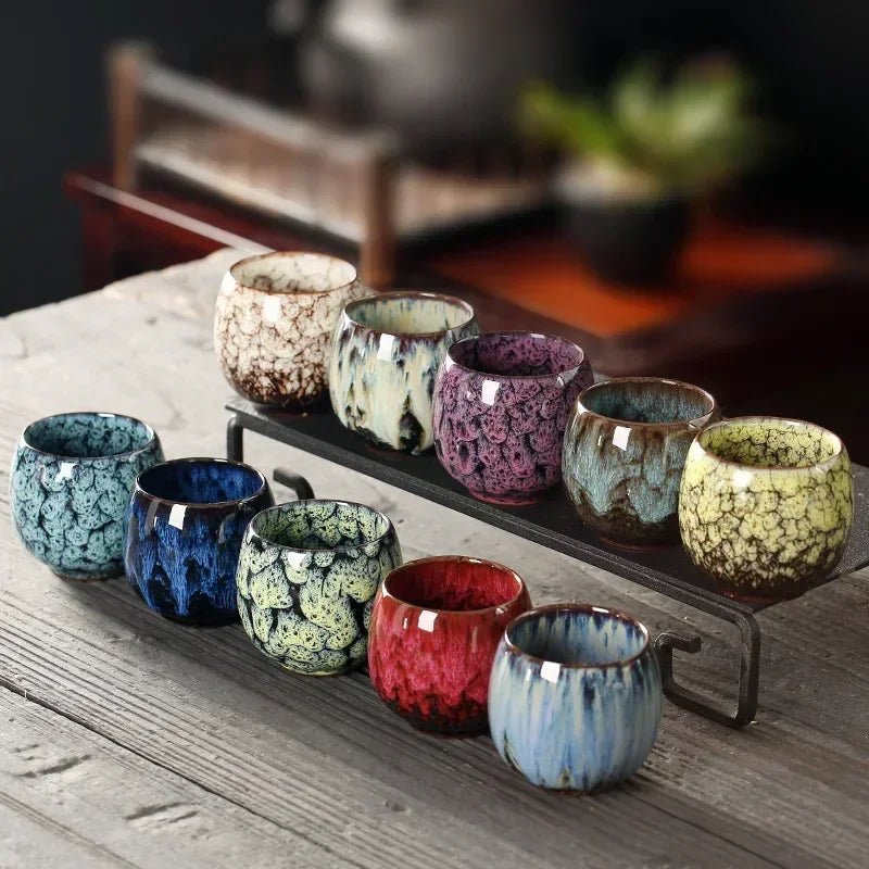 Japanese Style Vintage Kung Fu Ceramic Water Cup (Artisan Tenmoku Teacup)