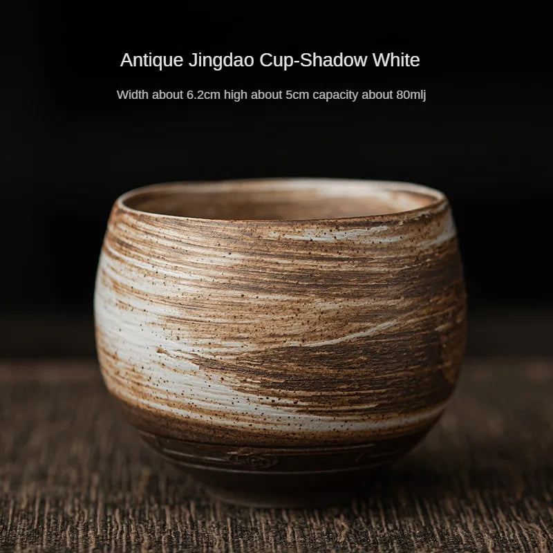 Wabi-Sabi Handcrafted Stoneware Tea Cup: Artisanal Earth-Toned Tasting Cup