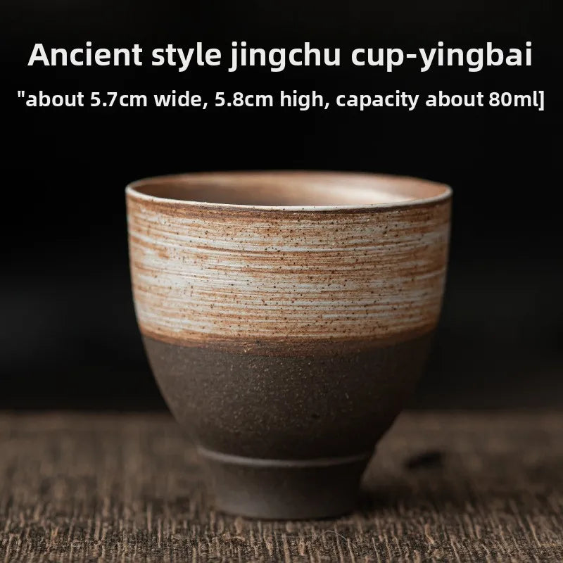 Wabi-Sabi Handcrafted Stoneware Tea Cup: Artisanal Earth-Toned Tasting Cup