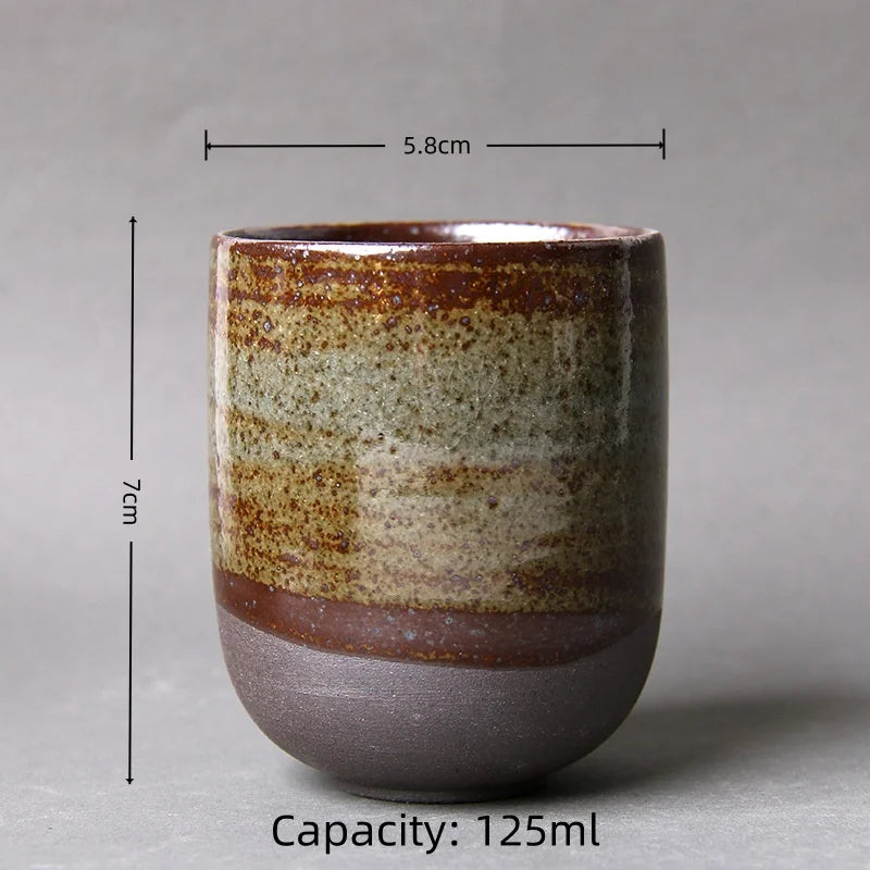 Wabi-Sabi Handcrafted Stoneware Tea Cup: Artisanal Earth-Toned Tasting Cup