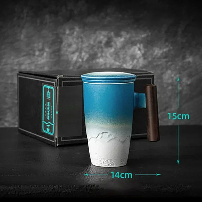 Luxury Retro Tea Cup Ceramic Mug with Filtering System