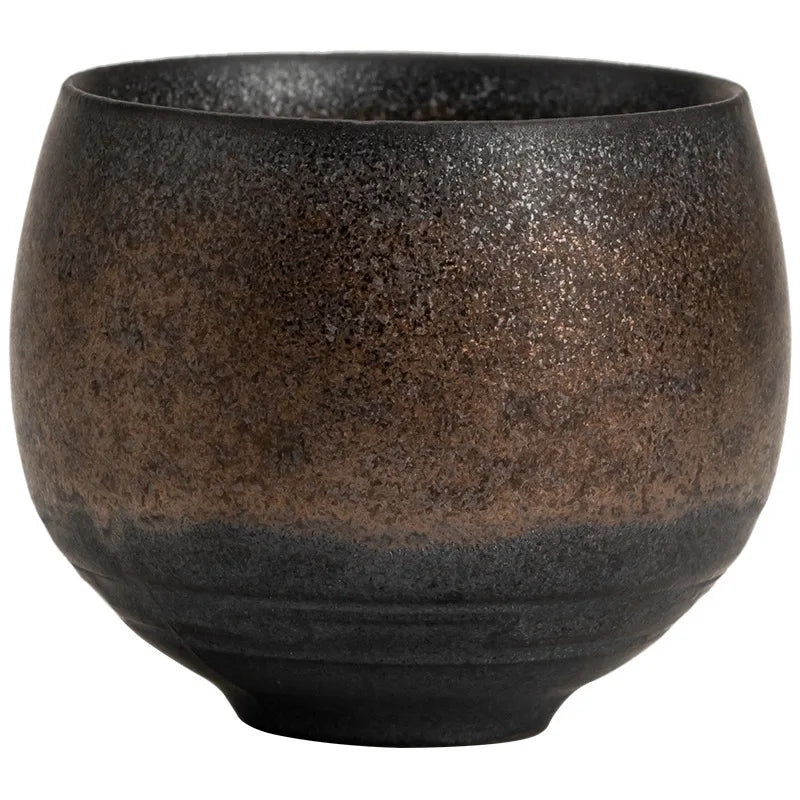 Wabi-Sabi Handcrafted Stoneware Tea Cup: Artisanal Earth-Toned Tasting Cup
