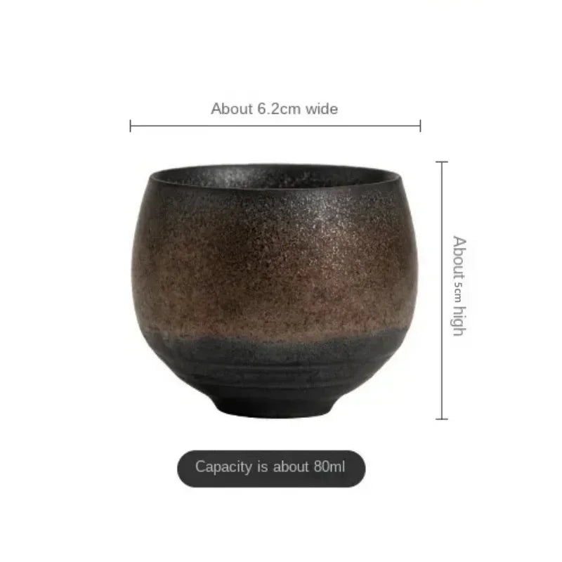 Wabi-Sabi Handcrafted Stoneware Tea Cup: Artisanal Earth-Toned Tasting Cup