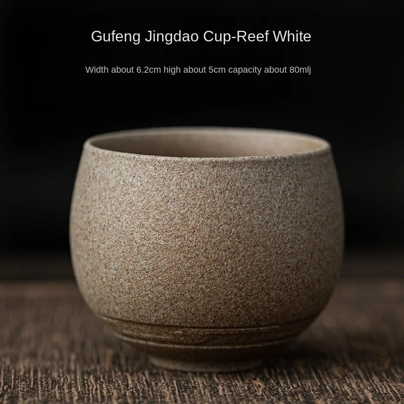 Wabi-Sabi Handcrafted Stoneware Tea Cup: Artisanal Earth-Toned Tasting Cup