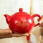Dragon and Phoenix Porcelain Teapot Set
