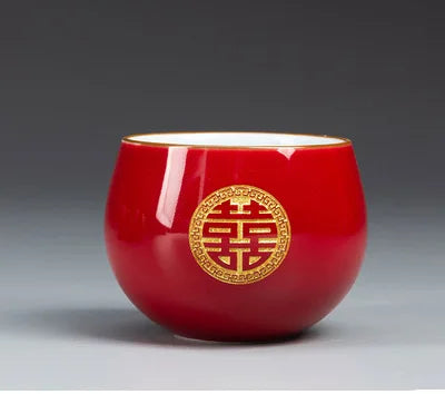 Chinese Traditional Porcelain Red Tea Cup - Luxury Gift Box