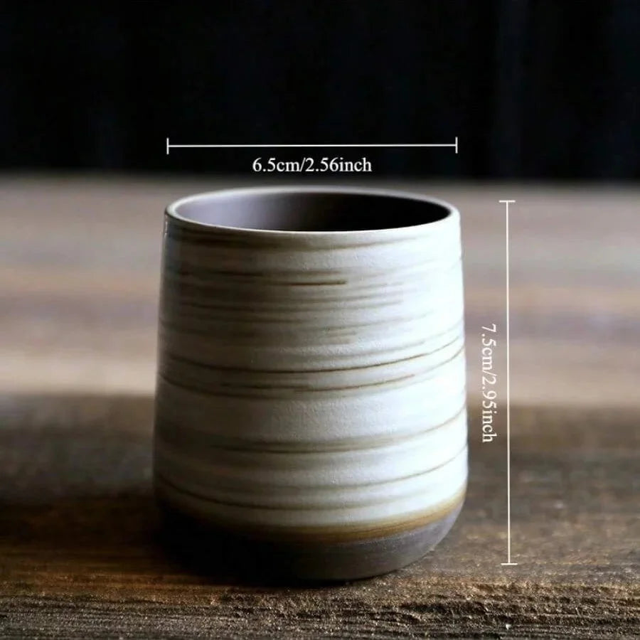Wabi-Sabi Handcrafted Stoneware Tea Cup: Artisanal Earth-Toned Tasting Cup