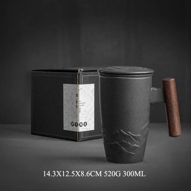 Luxury Retro Tea Cup Ceramic Mug with Filtering System