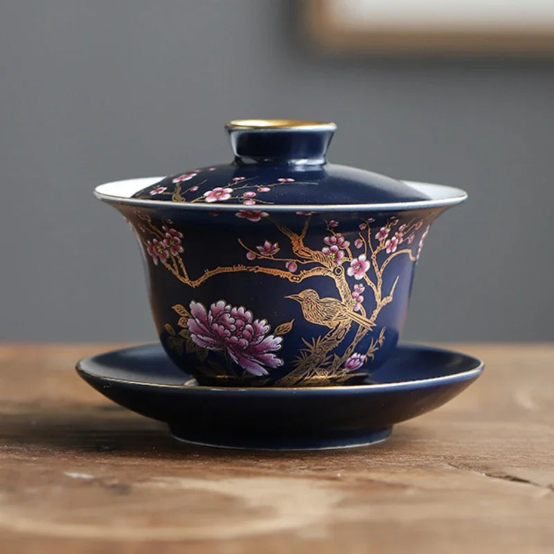 Ceramic Tea Cup Outlined In Gold (Premium Bone China)