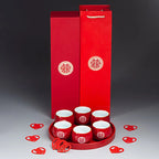 Chinese Traditional Porcelain Red Tea Cup - Luxury Gift Box