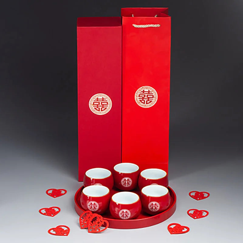 Chinese Traditional Porcelain Red Tea Cup - Luxury Gift Box