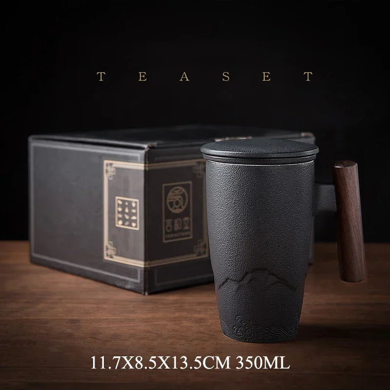 Luxury Retro Tea Cup Ceramic Mug with Filtering System