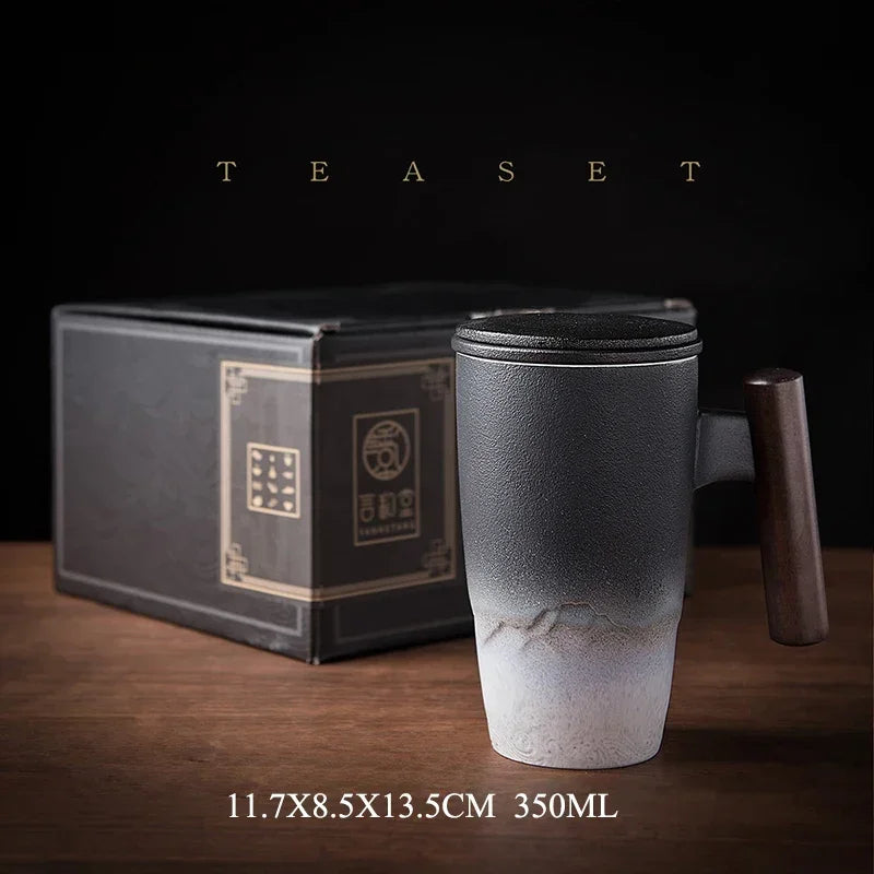 Luxury Retro Tea Cup Ceramic Mug with Filtering System