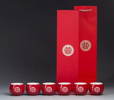 Chinese Traditional Porcelain Red Tea Cup - Luxury Gift Box