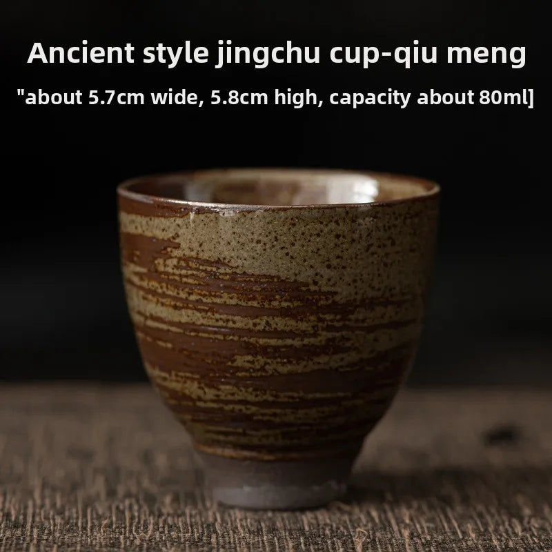 Wabi-Sabi Handcrafted Stoneware Tea Cup: Artisanal Earth-Toned Tasting Cup