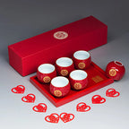 Chinese Traditional Porcelain Red Tea Cup - Luxury Gift Box