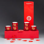 Chinese Traditional Porcelain Red Tea Cup - Luxury Gift Box