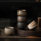 Wabi-Sabi Handcrafted Stoneware Tea Cup: Artisanal Earth-Toned Tasting Cup