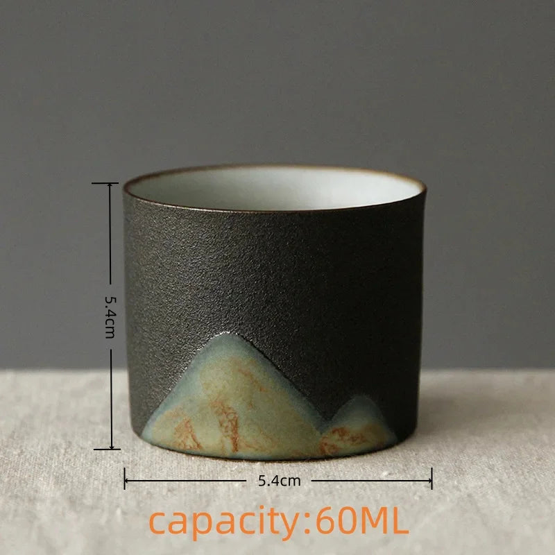 Wabi-Sabi Handcrafted Stoneware Tea Cup: Artisanal Earth-Toned Tasting Cup