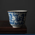 Antique Ceramic Tea Cup - Entwined Lotus Stems