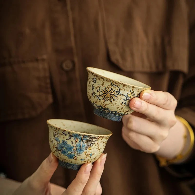 Handmade Chinese Floral Ceramic Tea Cup