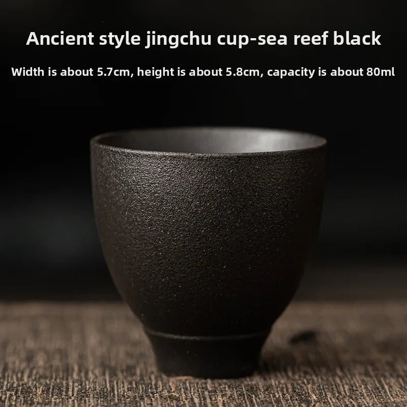 Wabi-Sabi Handcrafted Stoneware Tea Cup: Artisanal Earth-Toned Tasting Cup