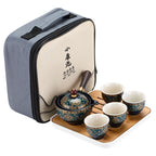 Chinese KungFu Sand Ceramic Tea Set with Cups - Travel Edition