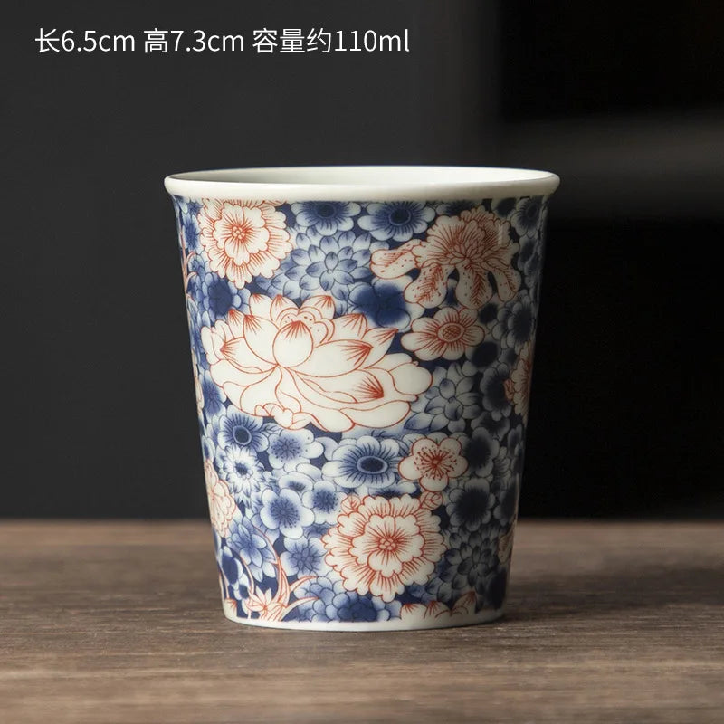 Palace Luxury Enamels Flowers Ceramic Teacup