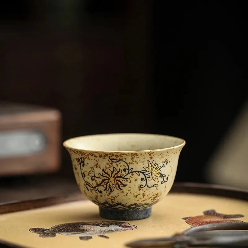 Handmade Chinese Floral Ceramic Tea Cup