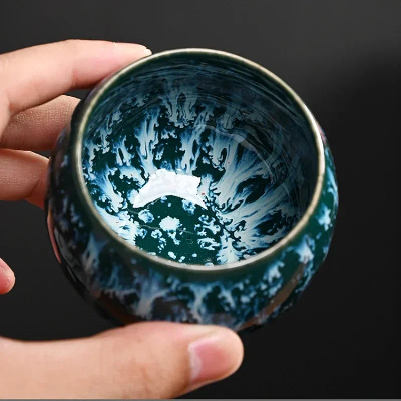 The Celestial Glaze - Artisan Kiln-Change Tea Cup Gift Set