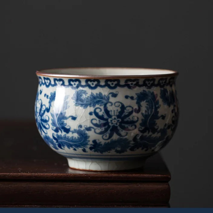 Antique Ceramic Tea Bowl - Interlocking Lotus