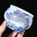 Handmade Dragon Shengshi Ceramic Teacup with Handpainted Textures
