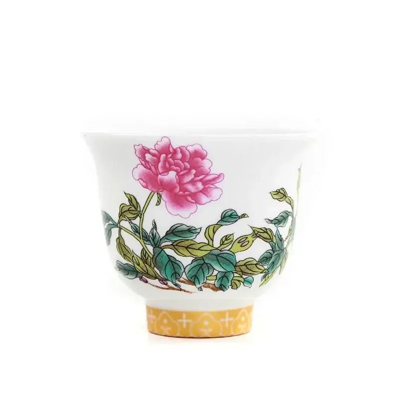 Twelve Flower Gods Enamel Pastel Ceramics KungFu TeaCup Giftbox Set