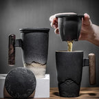 Luxury Retro Tea Cup Ceramic Mug with Filtering System