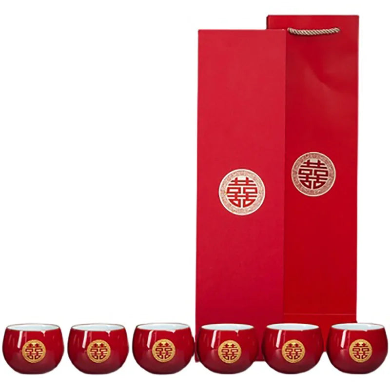 Chinese Traditional Porcelain Red Tea Cup - Luxury Gift Box