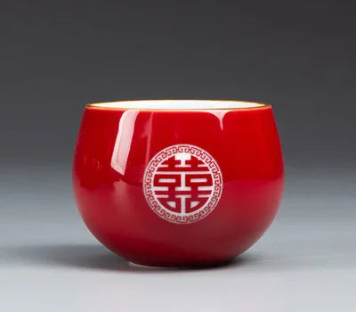 Chinese Traditional Porcelain Red Tea Cup - Luxury Gift Box