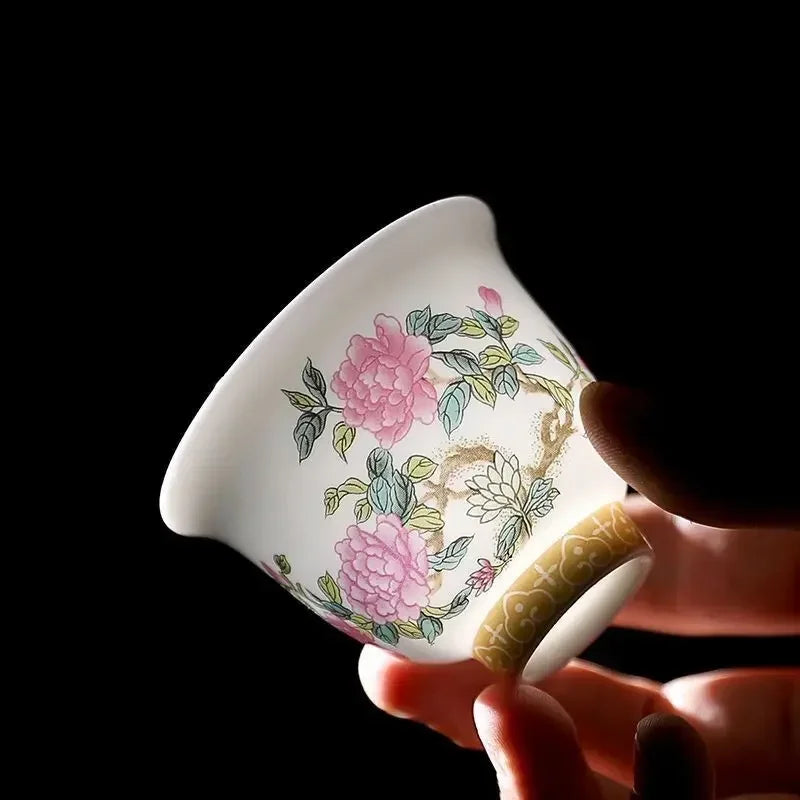Twelve Flower Gods Enamel Pastel Ceramics KungFu TeaCup Giftbox Set