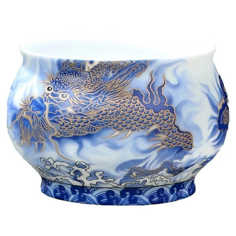 Handmade Dragon Shengshi Ceramic Teacup with Handpainted Textures