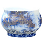 Handmade Dragon Shengshi Ceramic Teacup with Handpainted Textures