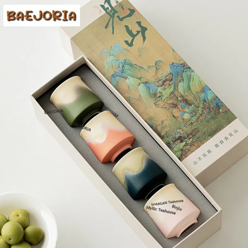 Zen View Mountains Ceramic Tea Cup Gift Set
